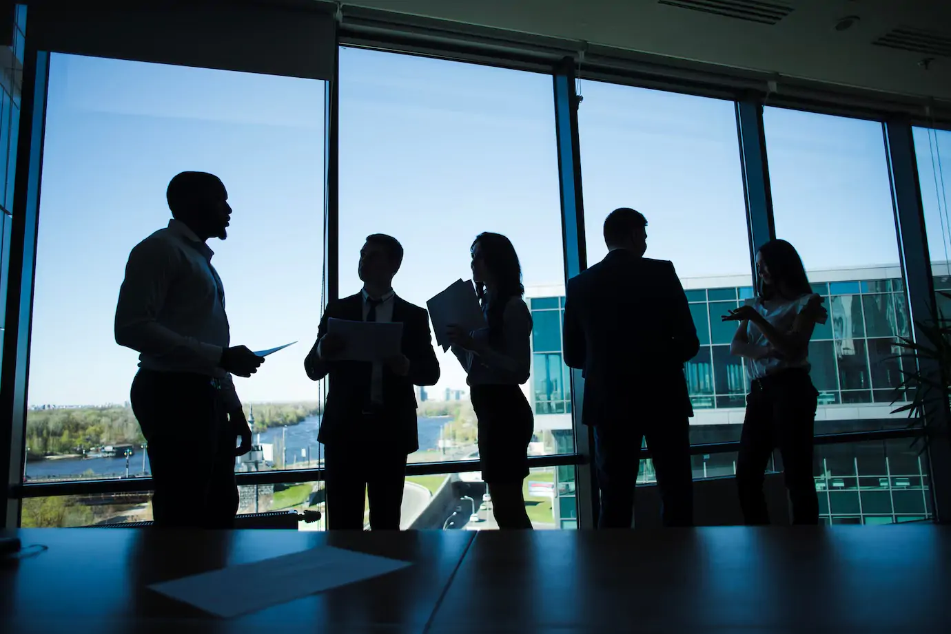 Corporate team collaborating