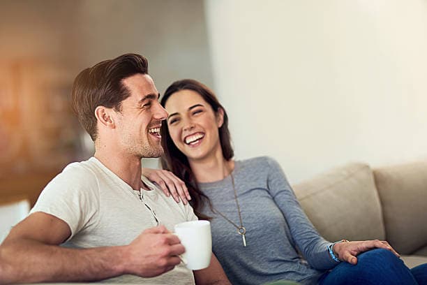 Couple checking their finances together
